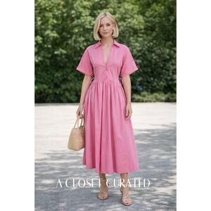 Nicholas Briela Cotton Midi Dress Pink NWT 4